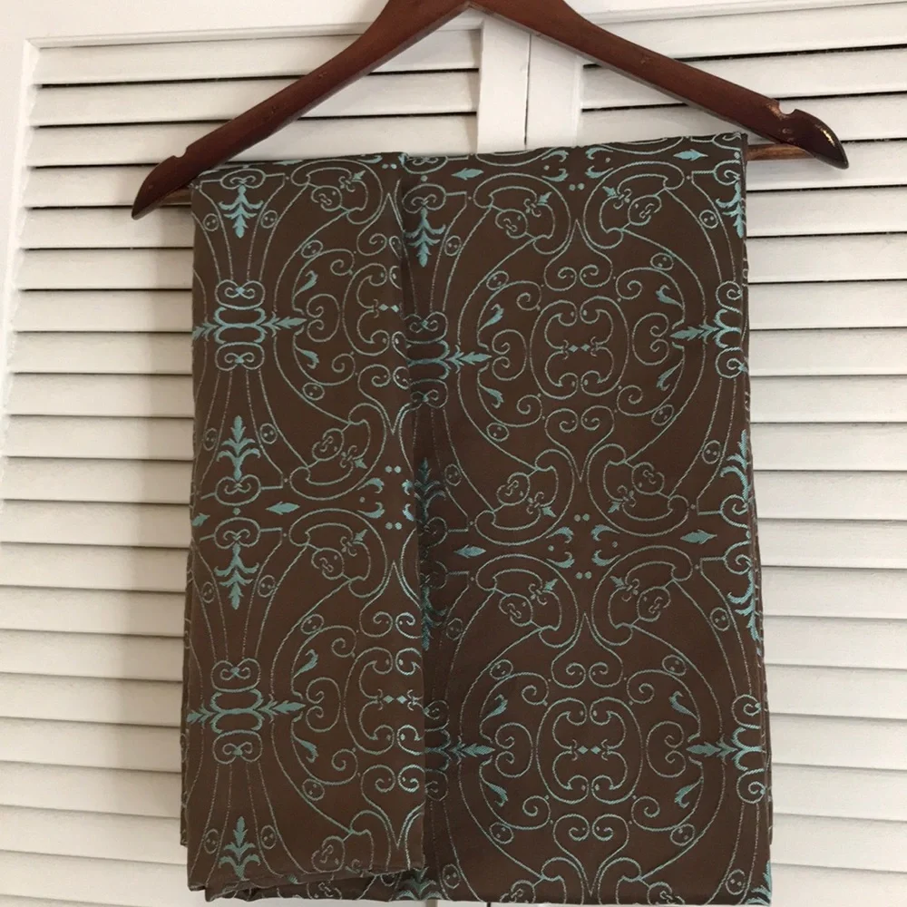 Brown and Blue Patterned shower curtain